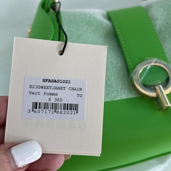NWT $385 SANDRO Sweet Janet Chain Bag Vert Pomme Apple Green - Picture 8 of 13